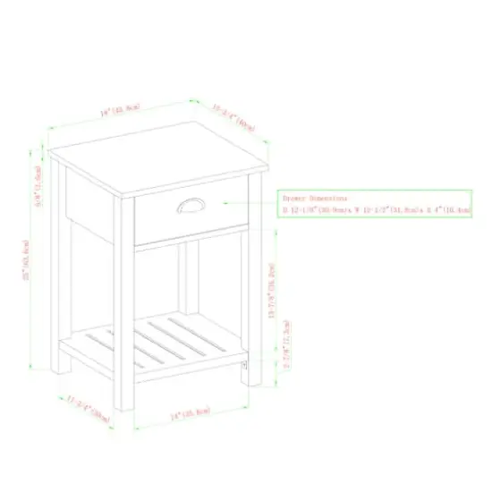 Walker Edison 18" Reclaimed Barnwood Country Drawer Side Table {10}