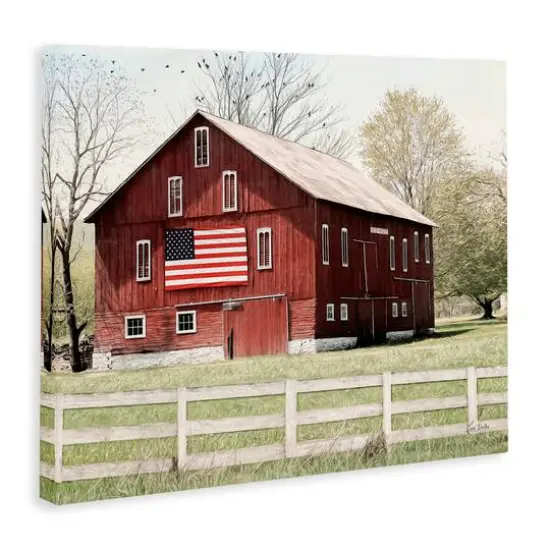 Stupell Industries Patriotic Barn Flag Canvas Wall Art {4}