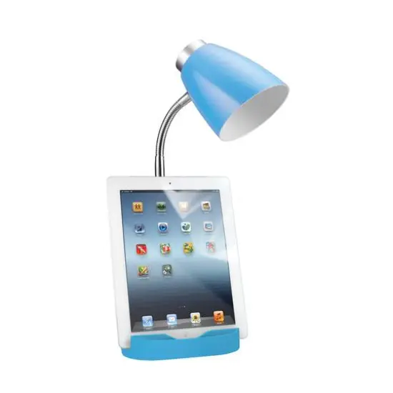 LimeLights 18.5" Gooseneck Organizer Desk Lamp with Tablet Stand Blue {6}