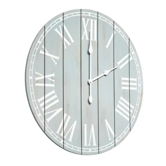 Elegant Designs 23" Wood Plank Coastal Wall Clock Light Aqua Wash {7}