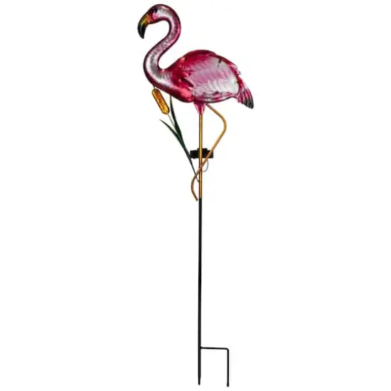 3ft. Solar Lighted Pink Flamingo Outdoor Garden Stake {1}