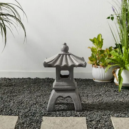 Glitzhome&reg; 16" MGO Faux Concrete Pagoda Garden Statue {5}