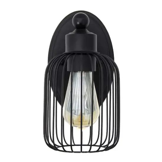 Lalia Home Ironhouse 10.5" Black Cage Wall Sconce {1}