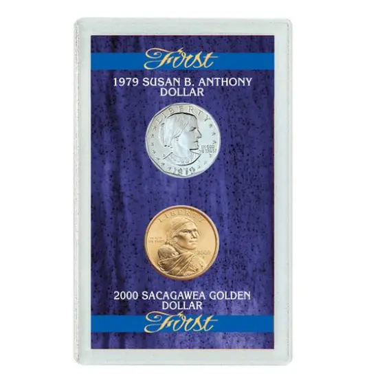 First 1979 Susan B. Anthony Dollar & 2000 First Sacagawea Dollar {3}