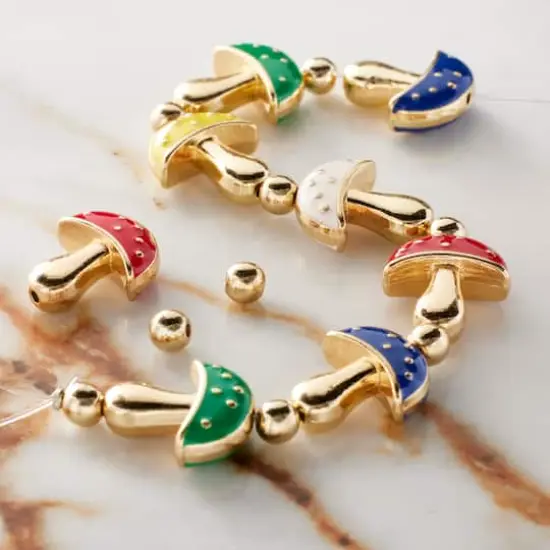 Multicolor Enamel Metal Mushroom Beads, 16mm by Bead Landing&trade; {3}