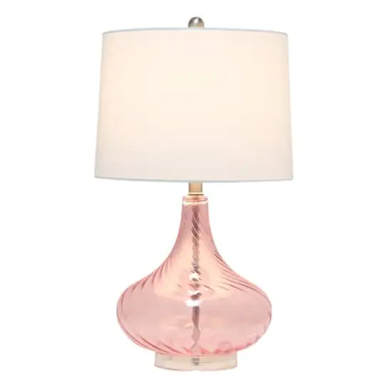 Lalia Home Classix 24" Pink Wavy Colored Glass Table Lamp {11}