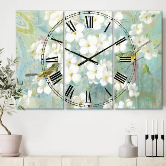 Designart 'Birds On Blossom Traditional Multipanel Wall Clock {3}