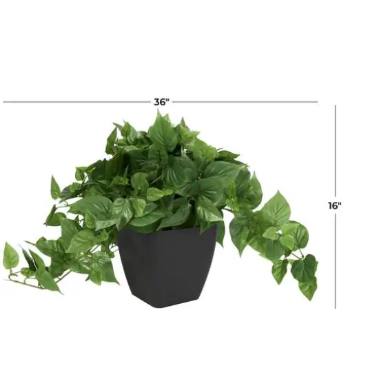 16" Green Pothos Artificial Plant with Black Plastic Pot {8}