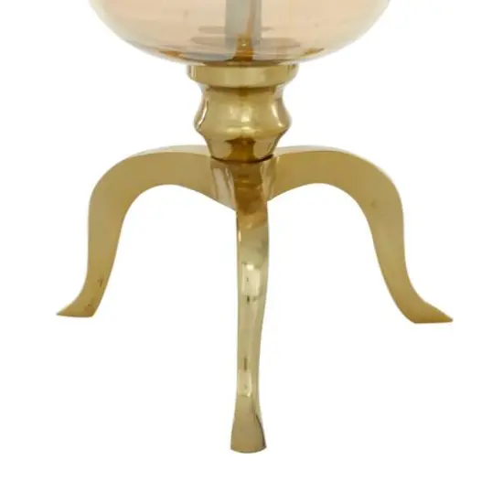 19" Gold Aluminum & Glass Traditional Candlestick Holder {4}