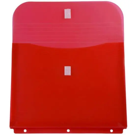 JAM Paper 9.5" x 11.5" Hook & Loop Closure 3-Hole Punch Plastic Envelopes, 12ct. Red {4}