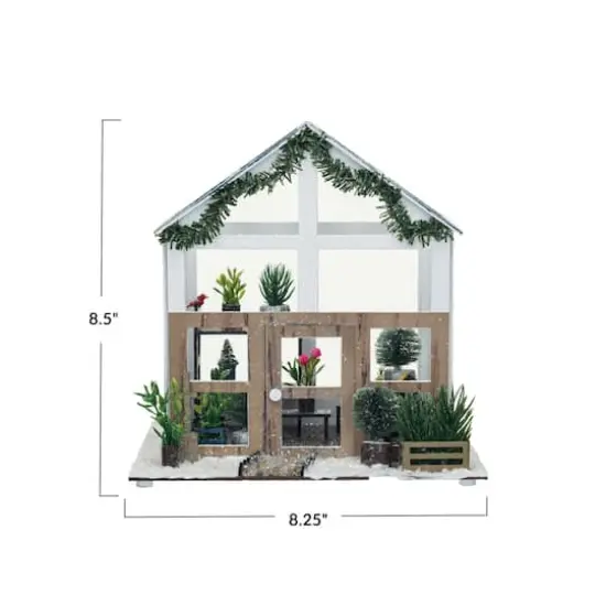 Hello Honey® 8.5" Multicolor Paper Greenhouse with Garland & Plants {4}