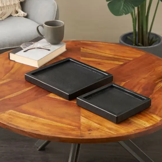 Black Marble Minimalistic Textured Square Trays, 2ct. {9}