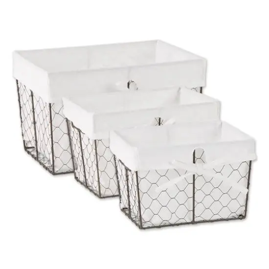 DII&reg; Vintage Gray Chicken Wire Basket with Bleached White Liner, 3ct. {7}