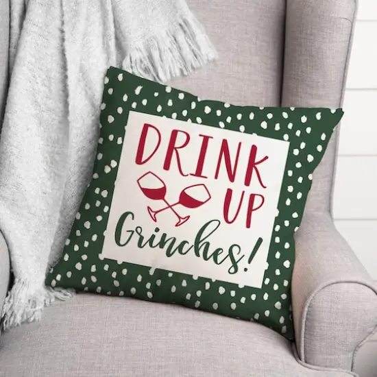 Drink Up Grinches Dots 18x18 Throw Pillow {3}