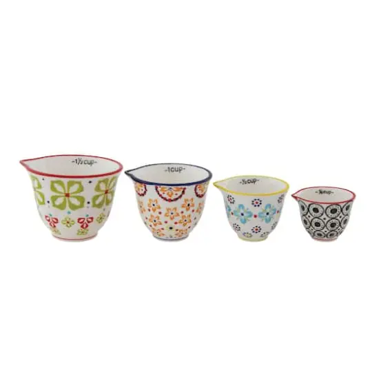 Hello Honey® Floral Hand-Stamped Stoneware Measuring Cup Set {1}