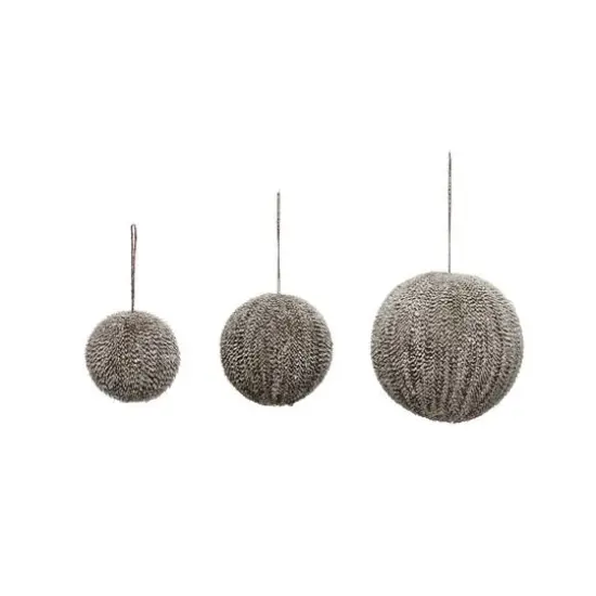 Hello Honey® 4" Brown Snow Finish Textured Plastic Ball Ornament {4}