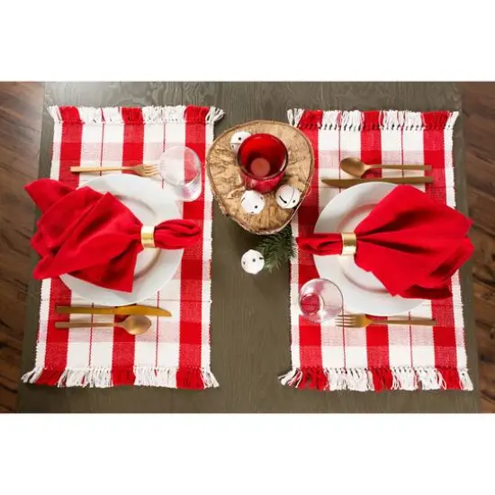 DII&reg; Red Tinsel Plaid Fringed Placemats, 6ct. {7}