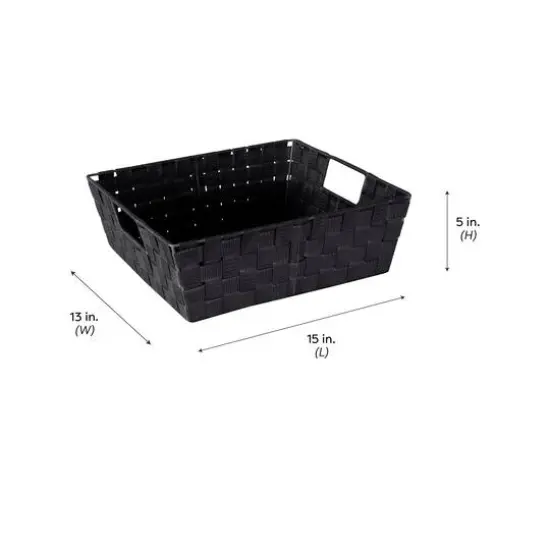 Simplify Large Woven Storage Shelf Bin Black {9}
