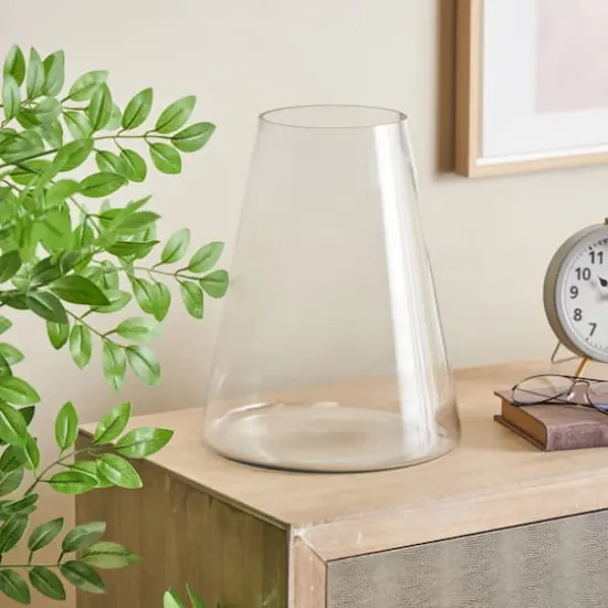 12.5" Clear Wide Cone-Shaped Glass Vase {3}