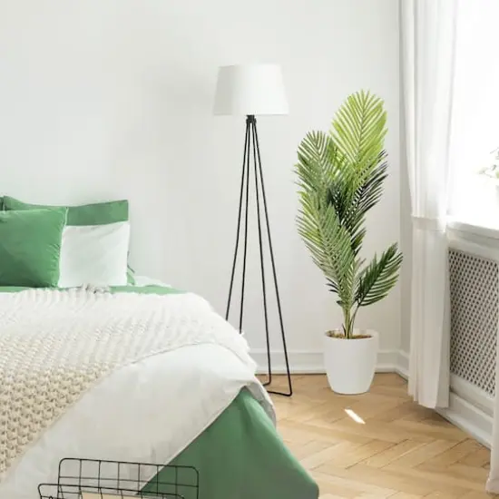 American Art Decor 4ft. Palm Tree in White Ceramic Pot {3}