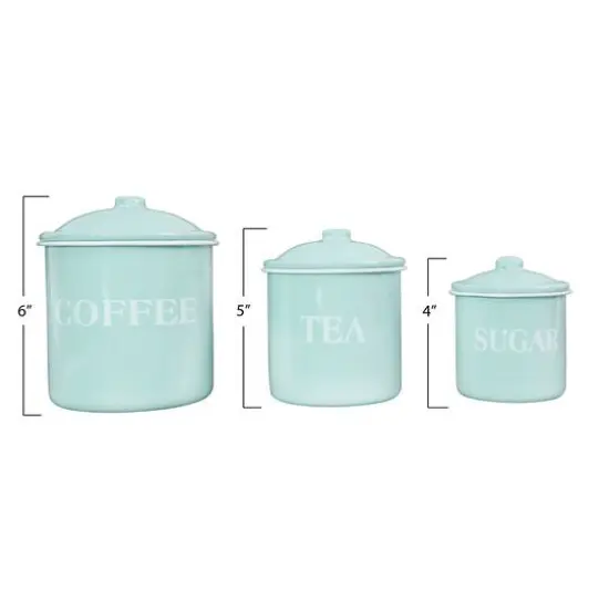 Hello Honey® Metal Coffee, Tea & Sugar Containers Set Light Blue {6}