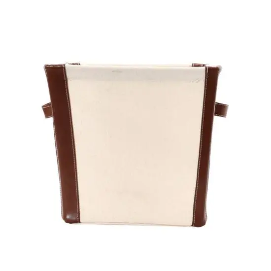 Household Essentials 16" Canvas Bin with Vegan Leather Trim {7}