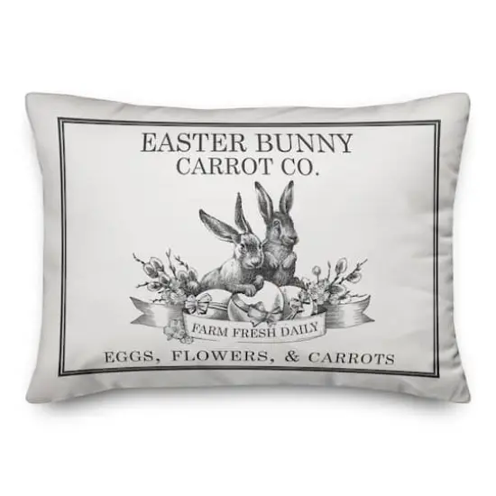 Easter Bunny Carrot Farm Pillow 14" x 20" Throw Pillow {3}