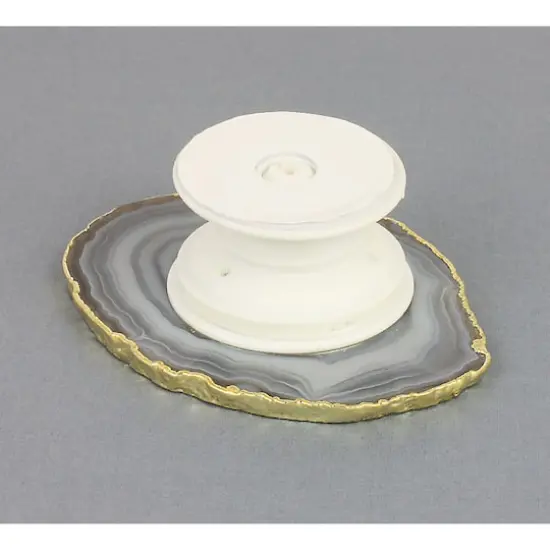 Agate Slice Gold Trim Phone Grip Natural {6}