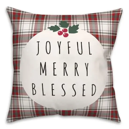 Joyful Merry Blessed 18x18 Throw Pillow {1}