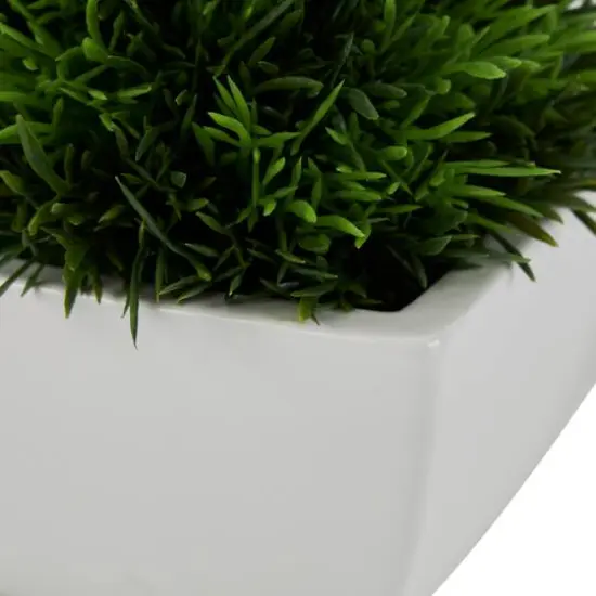 7" Green Foliage Artificial Plant with White Ceramic Pot {5}