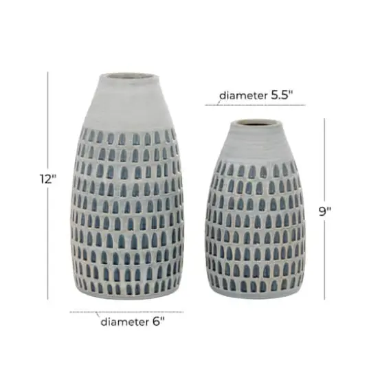 Gray Ceramic Contemporary Vase Set {7}