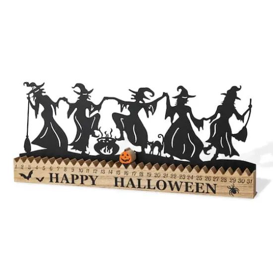 Glitzhome&reg; 18" Halloween Dancing Witch Silhouette Countdown Table Sign {1}