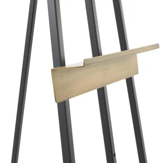 56.25" Black Metal Painter's Inspired 3-Tier Display Easel with Gold Accents {9}