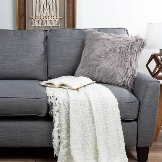 Hastings Home Himalayan Faux Fur Pillow, 18" x 18" Gray {7}