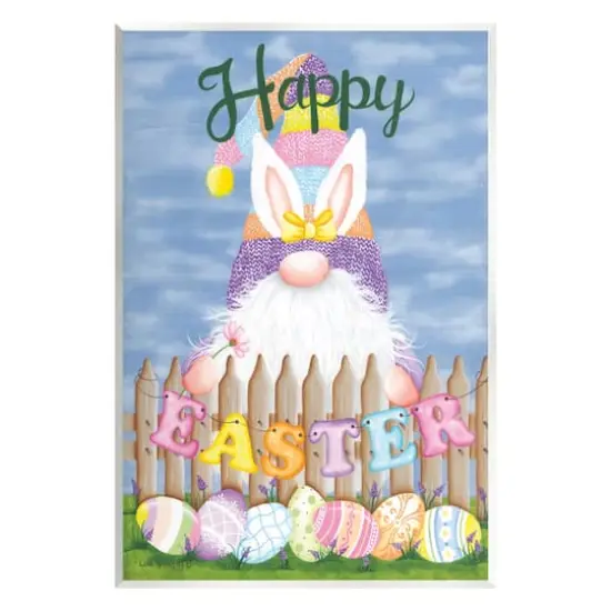 Stupell Industries Happy Easter Garden Gnome Eggs Wall Plaque Art {1}