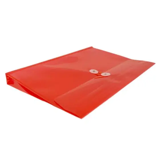 JAM Paper Letter Booklet Plastic Envelopes with Button & String Tie Closure, 12ct. Red {6}