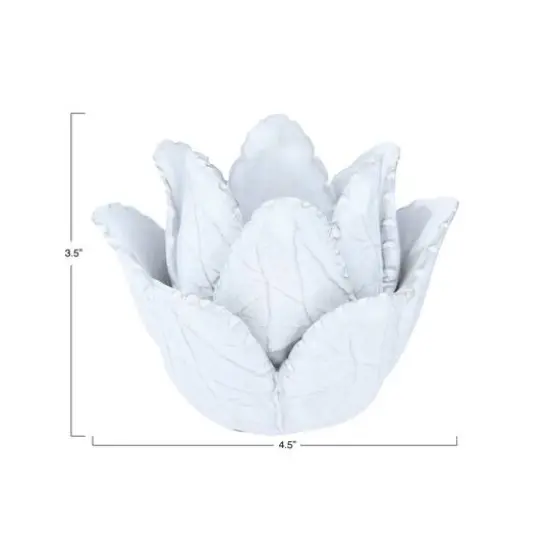 Hello Honey&reg; White Flower-Shaped Terracotta Tealight Candleholder {6}