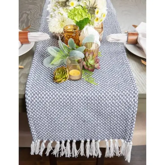DII&reg; 108" Woven Fringed Table Runner French Blue {6}
