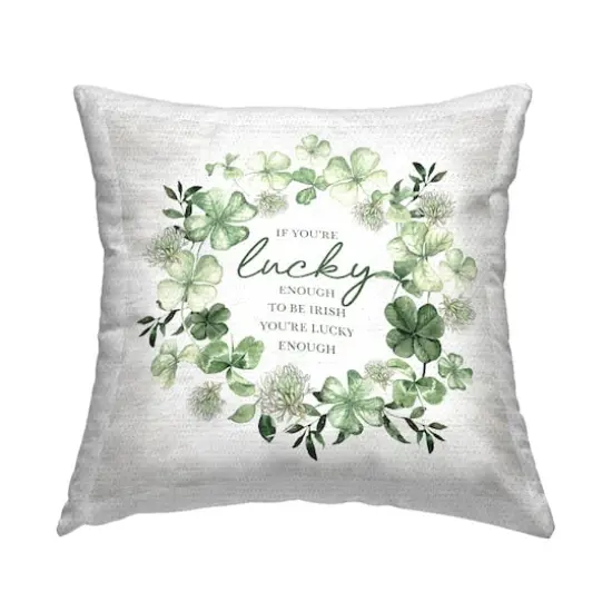 Stupell Industries Lucky To Be Irish Wreath Outdoor Printed Pillow {1}
