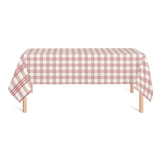 8.5ft. Painted Christmas Plaid Tablecloth {3}
