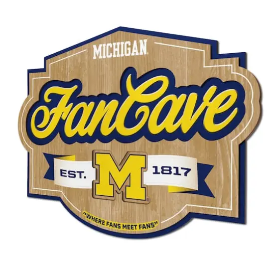 NCAA Fan Cave Sign Michigan Wolverines {1}
