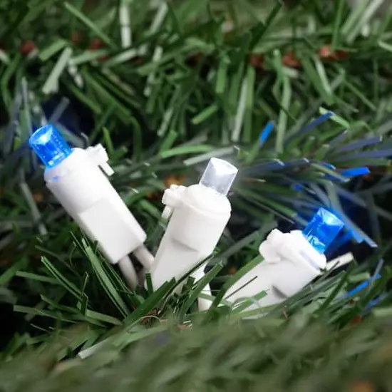 50ct. LED Wide Angle Christmas String Lights with White Wire Blue/White {10}
