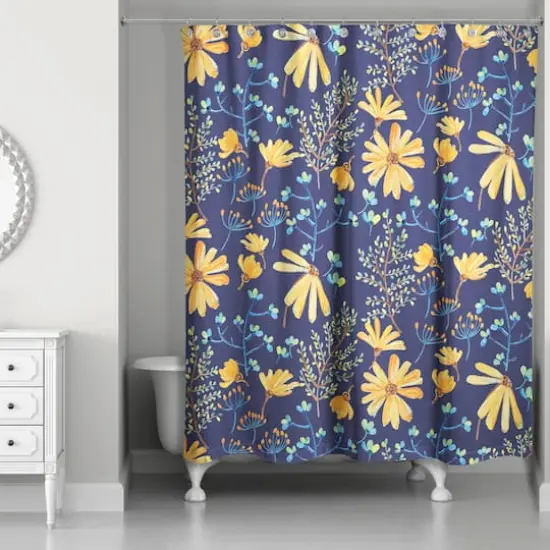 Spring Florals Shower Curtain Navy {3}