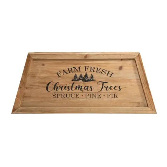 Glitzhome&reg; Natural 26" Farm Fresh Christmas Trees Wooden Trapezoid Tree Collar {6}