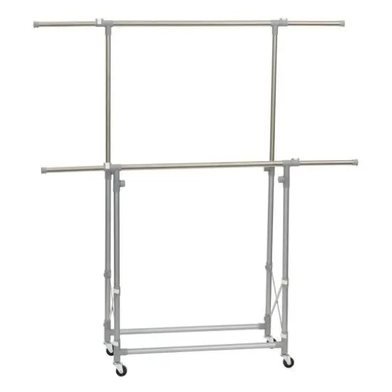 Household Essentials 62" Folding Double Garment Rack with Wheels {11}