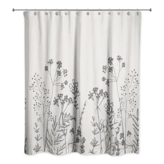 Sketched Florals 71" x 74" Shower Curtain {1}