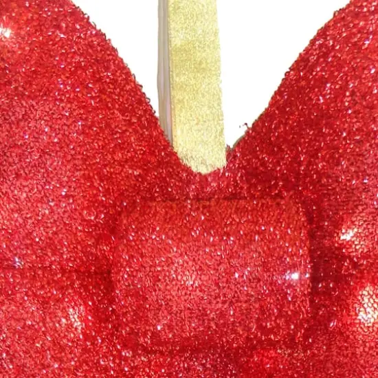 20" Red Tinsel Bow with 13 Warm White LED Lights {4}