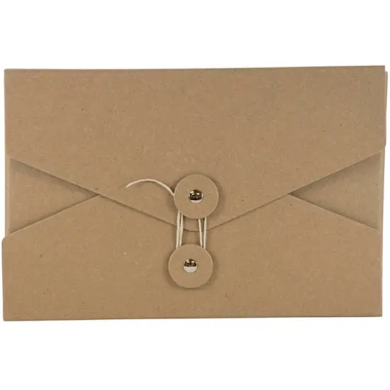 JAM Paper Natural Kraft Portfolio with Button and String Tie Closure 5.5" x 8.5" {1}