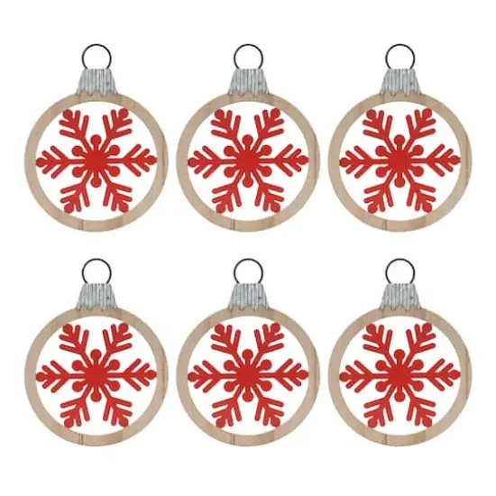 10.5" Red Snowflake in Frame Ornaments, 6ct. {1}
