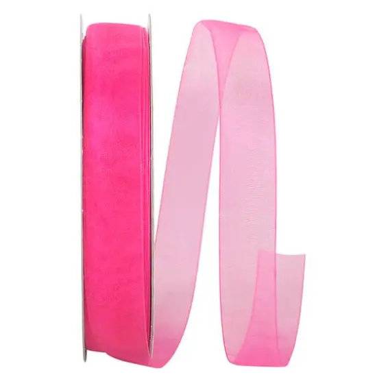 JAM Paper 7/8" x 100yd. Chiffon Mono Sheer Ribbon Shocking Pink {1}